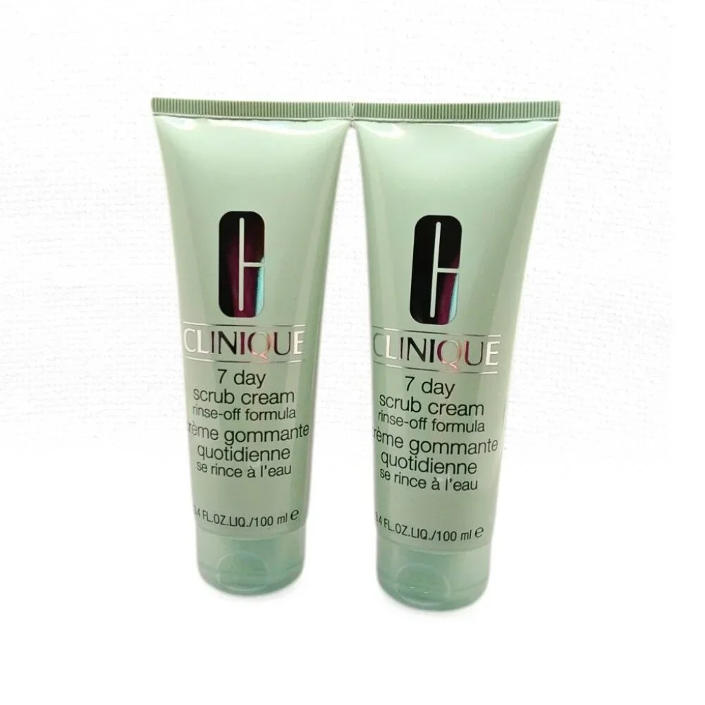 2X CLINIQUE 7 Day Scrub Cream Rinse-Off Formula Makeup Bag Bundle